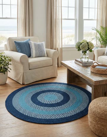 3' 7 x 3' 7 Hand Woven Chindi Cotton Round Rug