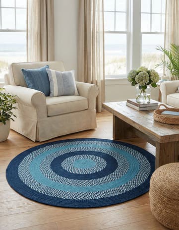 3' 7 x 3' 7 Hand Woven Chindi Cotton Round Rug