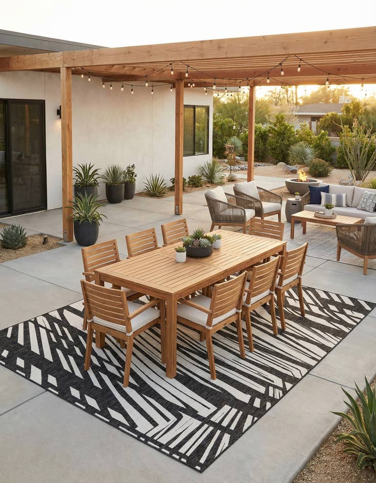 Detail image of 9' x 12'  Washable Modern Indoor / Outdoor Rug