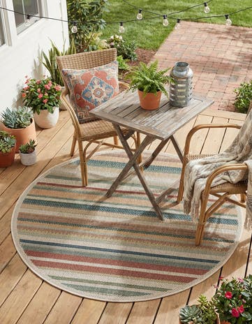 4' x 4' Easy-Clean Baja Indoor / Outdoor Round Rug