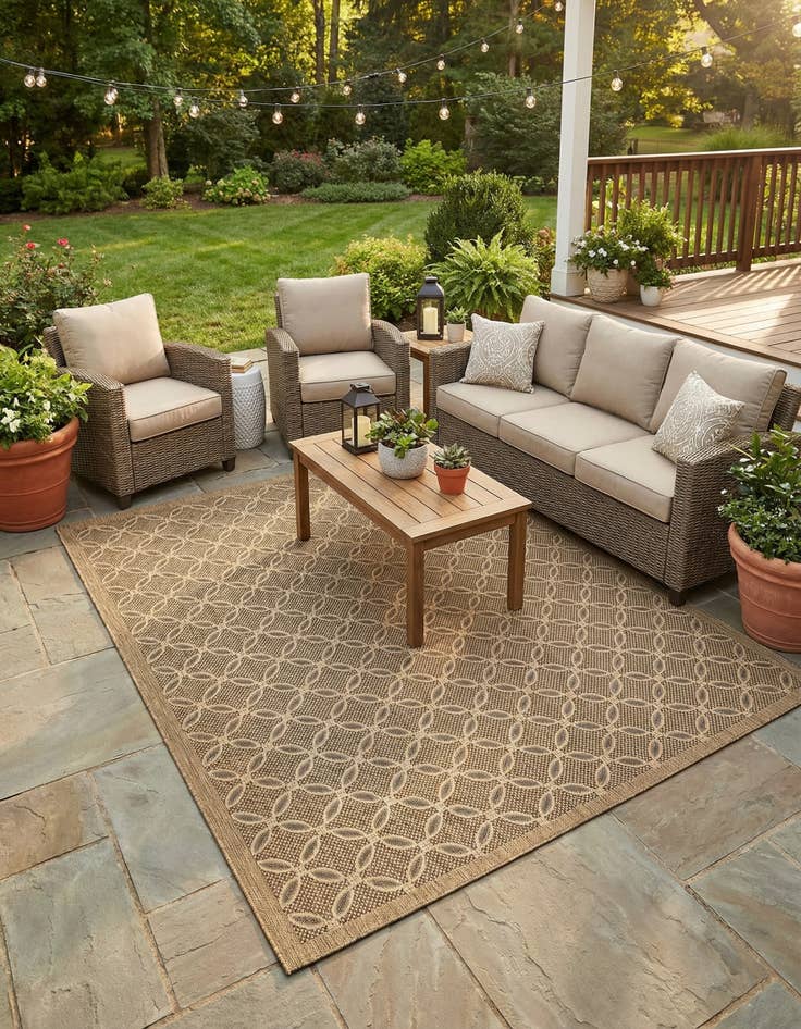 Detail image of 9' x 12' 2  Washable Trellis Indoor / Outdoor Rug