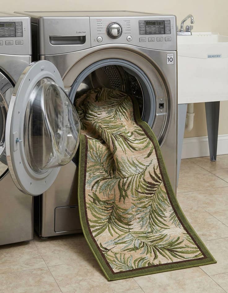 Detail image of 2' x 6'  Washable Botanical Indoor / Outdoor Runner Rug