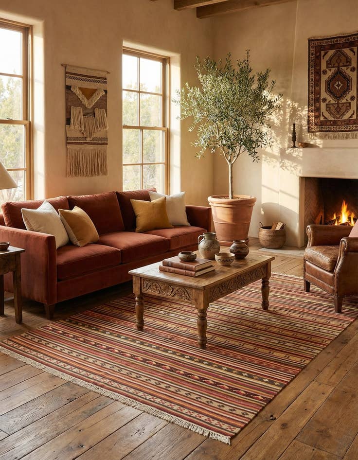 Detail image of 5' 7 x 7' 8  Hand Woven Kilim Fars Wool Rug