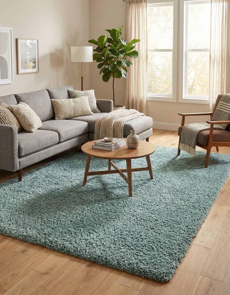 Detail image of  5' 3 x 8' Solid Shag Rug