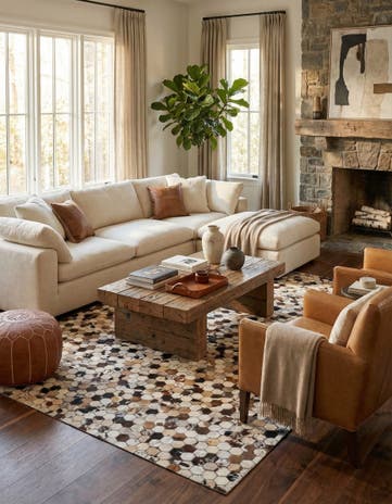 5' 3 x 8' 1 Cowhide Rug