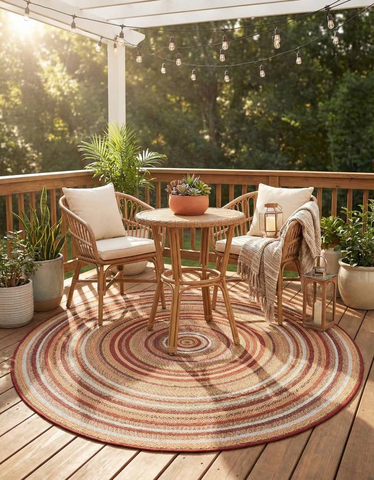 Detail image of 6' x 6'  Washable Baja Indoor / Outdoor Round Rug