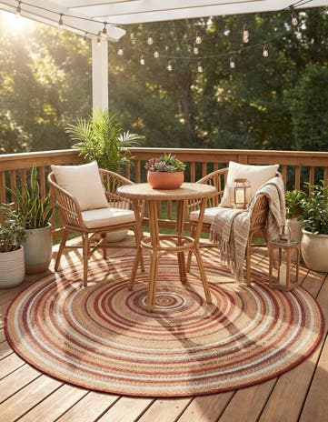 6' x 6' Easy-Clean Baja Indoor / Outdoor Round Rug