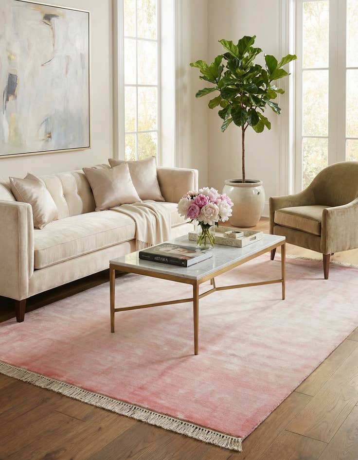 Detail image of  5' 7 x 8'  Hand Knotted Darya Wool Rug