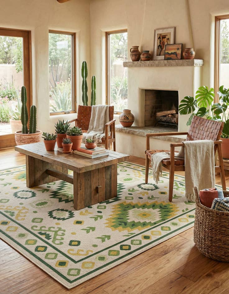 Detail image of 7' 10 x 7' 10 Easy-Clean Baja Indoor / Outdoor Square Rug
