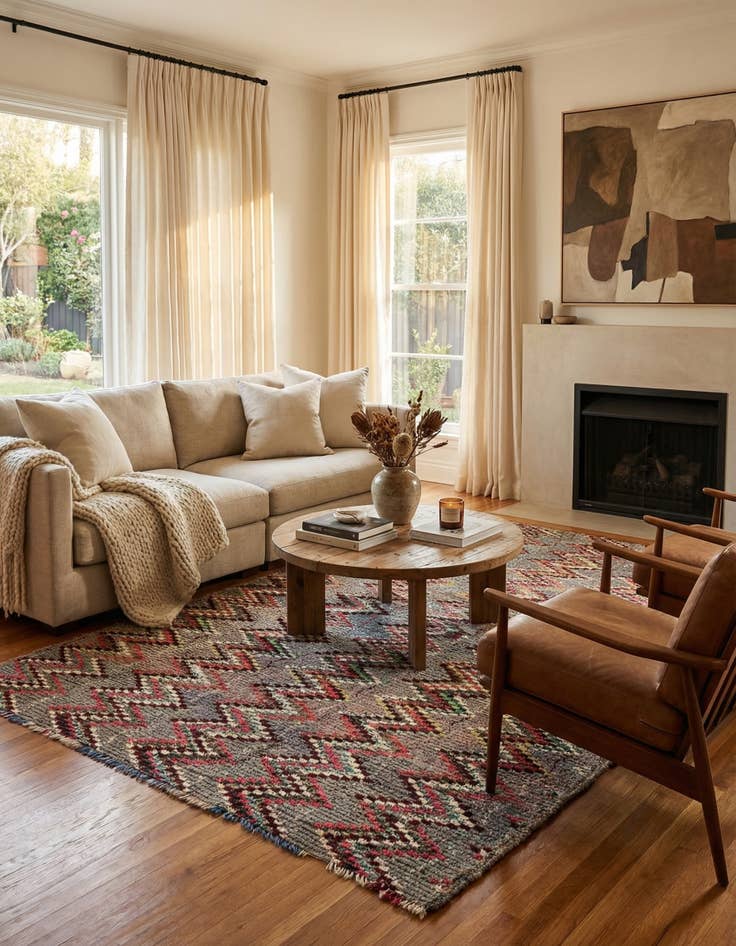 Detail image of 6' 3 x 9' 8  Hand Knotted Moroccan Wool Rug