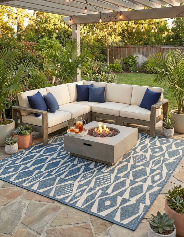 Detail image of 10' x 10'  Washable Baja Indoor / Outdoor Square Rug