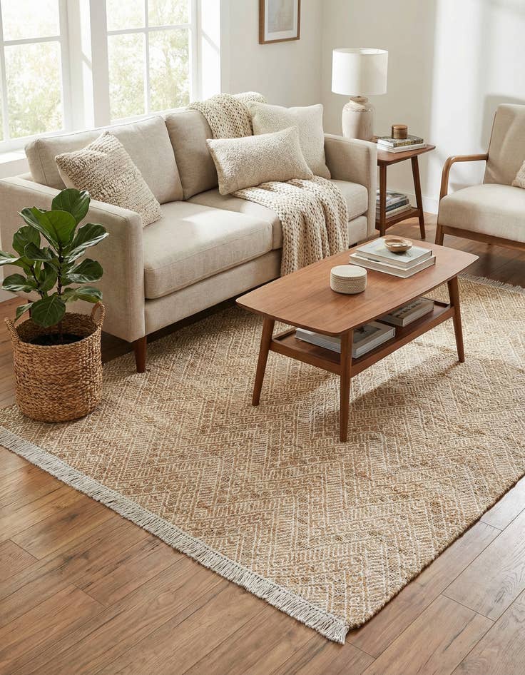 Detail image of 6' 1 x 9'  Hand Braided Jute Rug