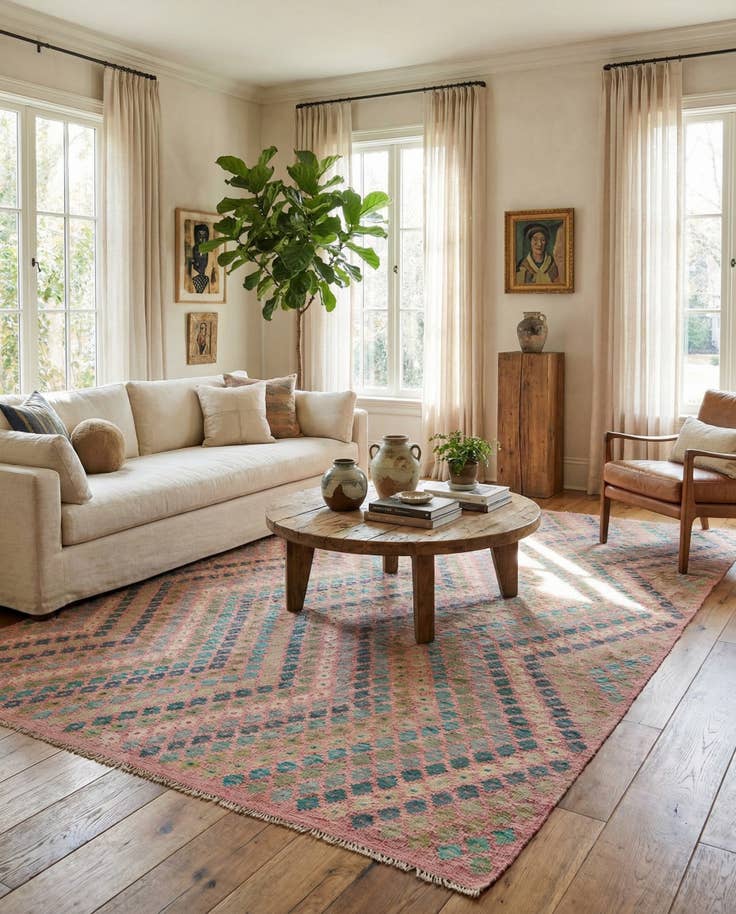 Detail image of 7' 4 x 9' 7 Hand Woven Kilim Modern Wool Rug