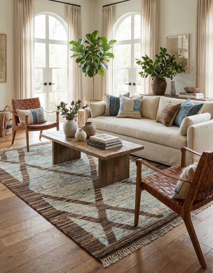 Detail image of  4' 2 x 6' 4  Hand Knotted Moroccan Wool Rug