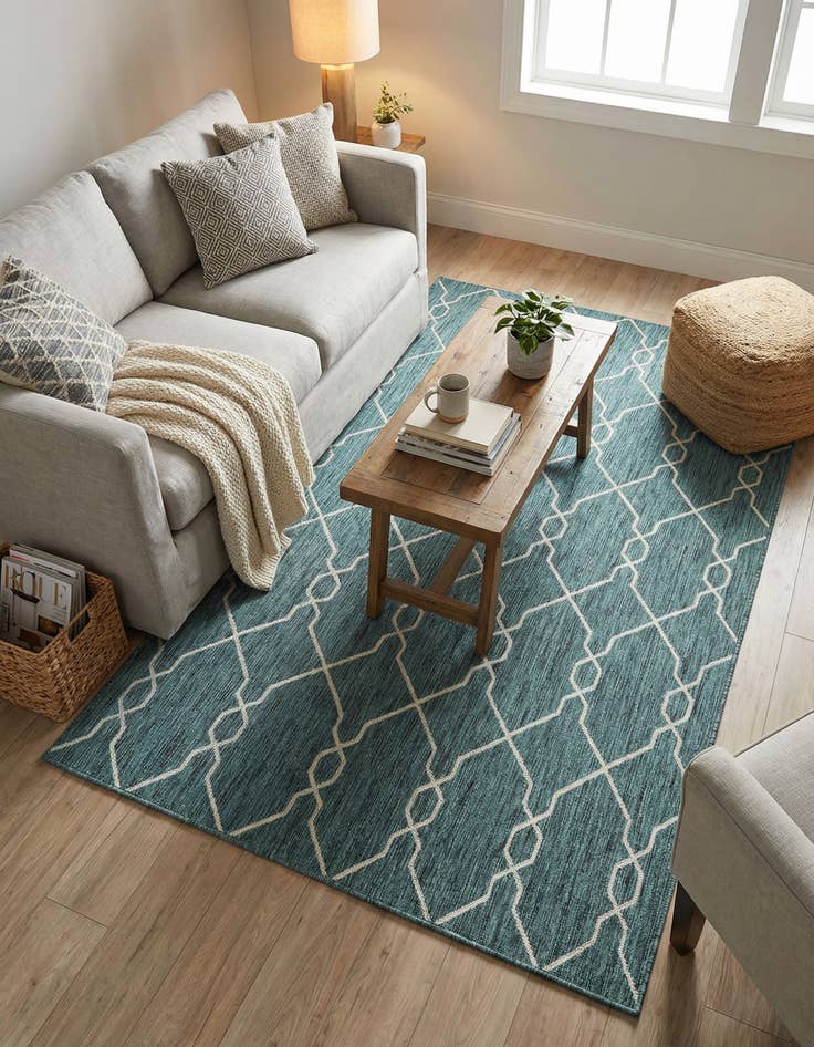 Detail image of 6' x 9' Easy-Clean Trellis Indoor / Outdoor Rug