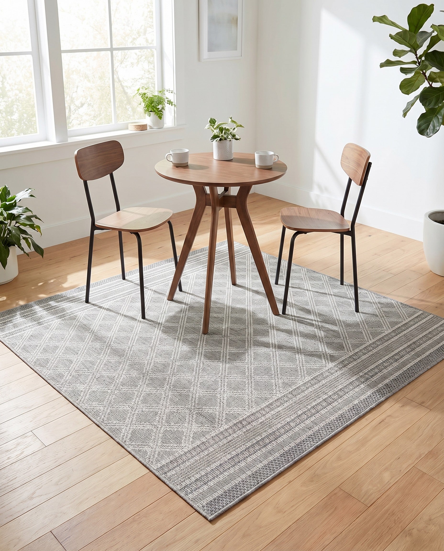 5' 1 x 5' 1 Easy-Clean Lattice Indoor / Outdoor Square Rug