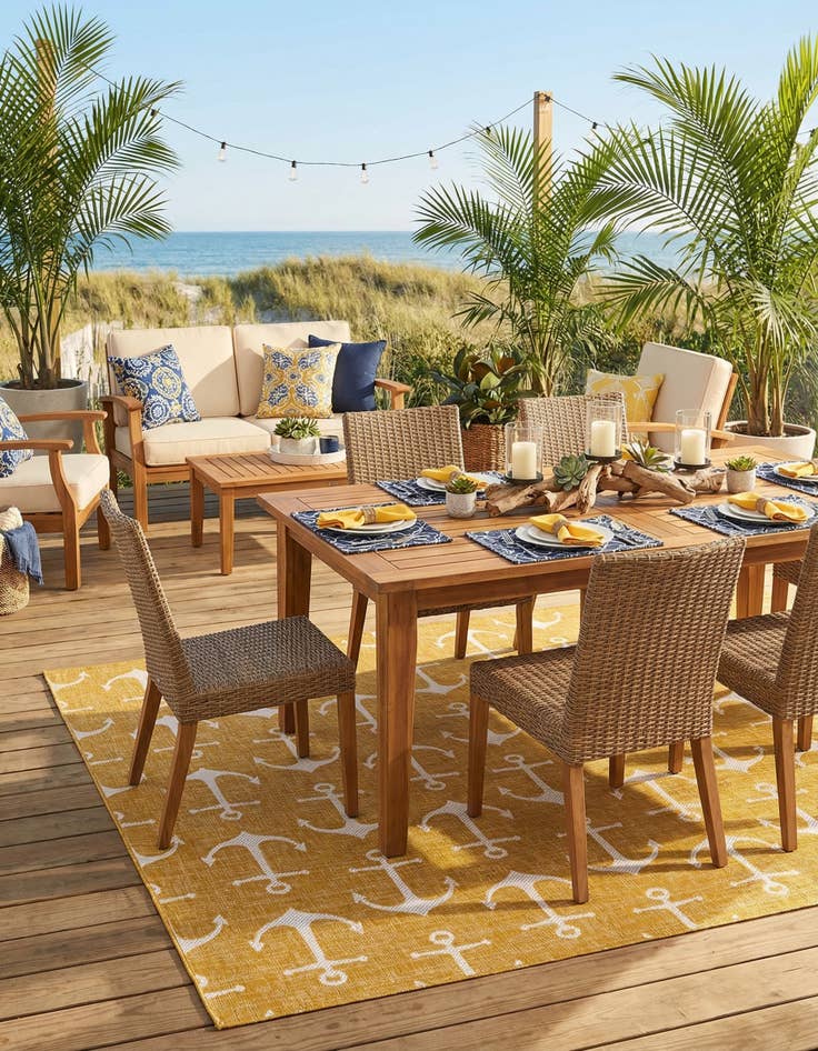 Detail image of  9' x 12'  Washable Coastal Indoor / Outdoor Rug