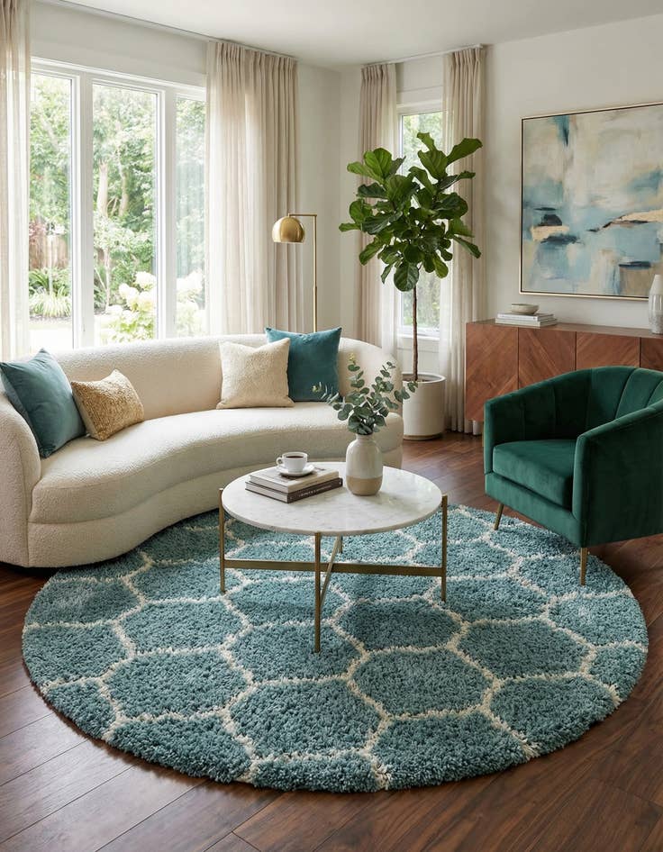 Detail image of 10' x 10' Trellis Shag Round Rug