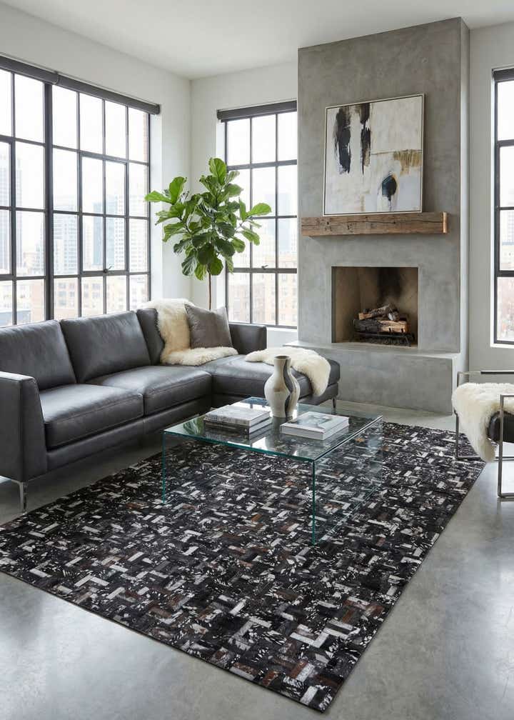 5' x 8' Cowhide Leather Rug