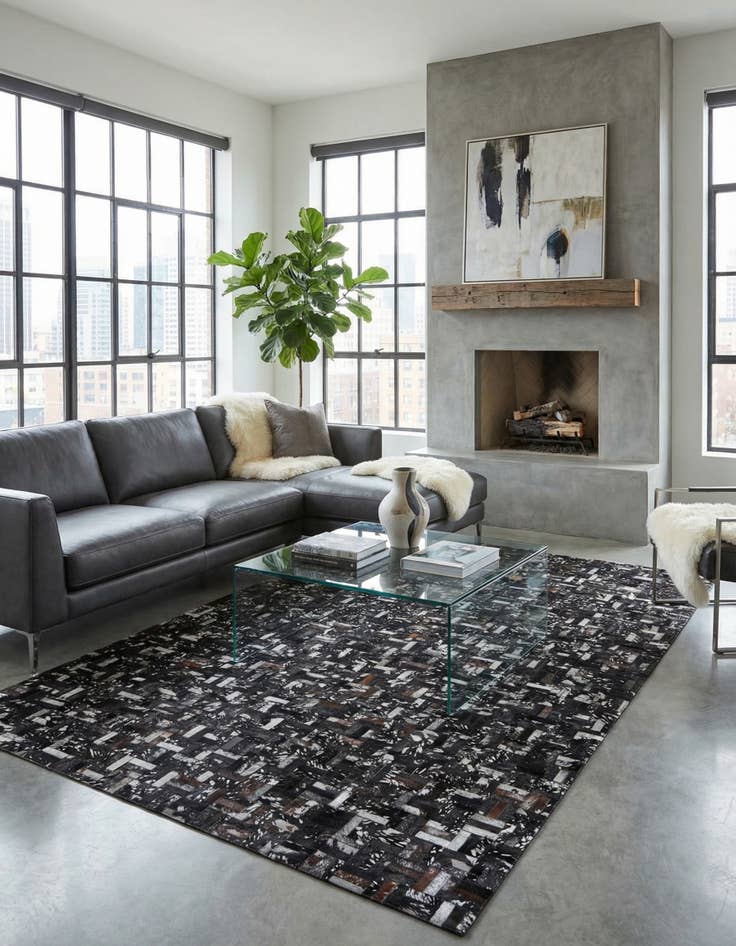 Detail image of 5' x 8' Cowhide Leather Rug