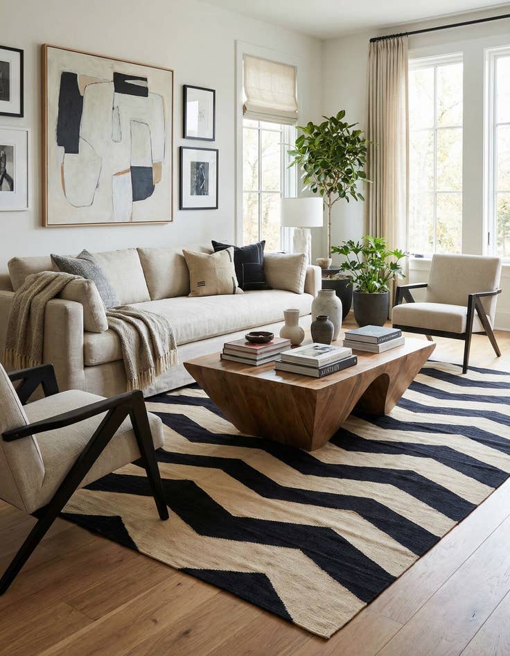 Detail image of 6' 10 x 9' 6  Hand Woven Kilim Modern Wool Rug