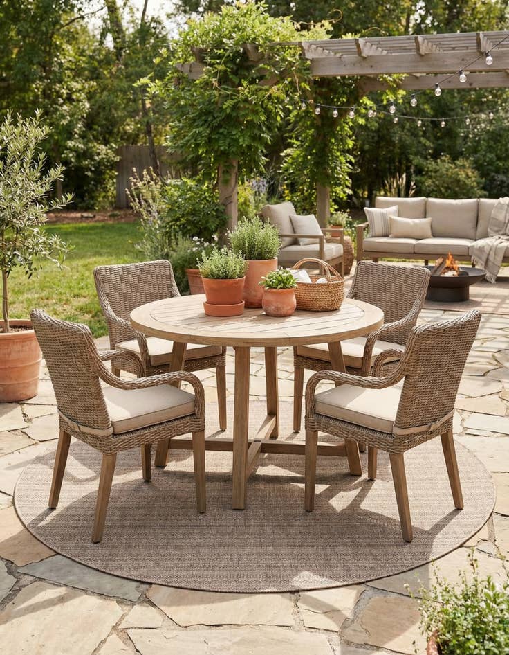 Detail image of  10' x 10'  Washable Ribbon Indoor / Outdoor Round Rug