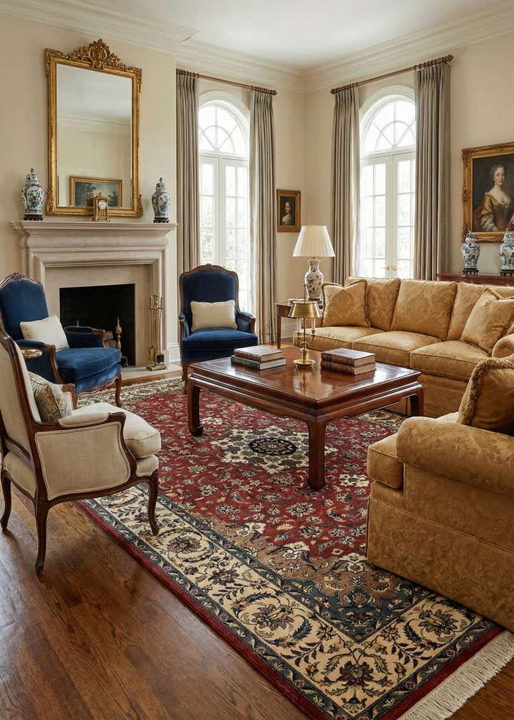 6' x 9' Hand Knotted Isfahan Oriental Wool Rug