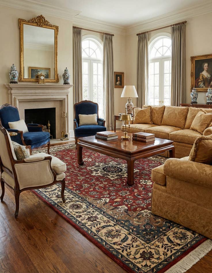 Detail image of 6' x 9'  Hand Knotted Isfahan Oriental Wool Rug