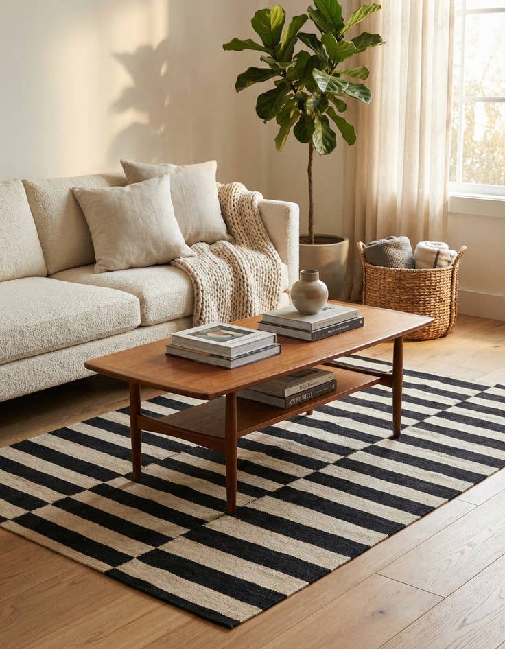 Detail image of 3' 5 x 4' 10  Hand Woven Kilim Modern Wool Rug