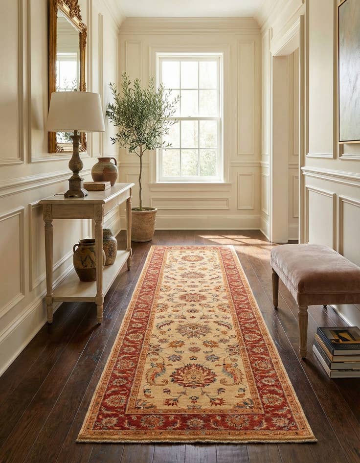 Detail image of 2' 6 x 8' 7 Hand Knotted Peshawar Ziegler Runner Rug
