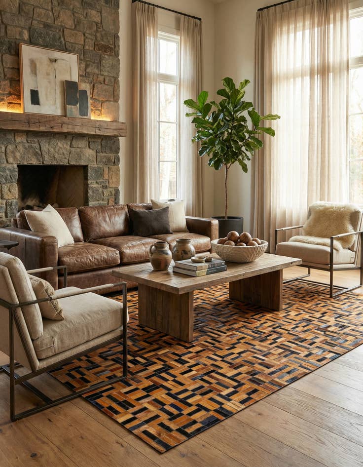 Detail image of  5' x 8' Cowhide - Patchwork Rug