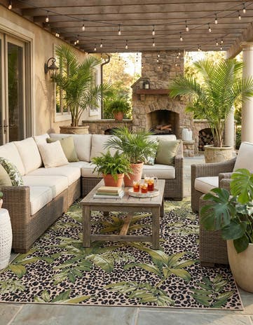 10' x 14' 2 Easy-Clean Botanical Indoor / Outdoor Rug