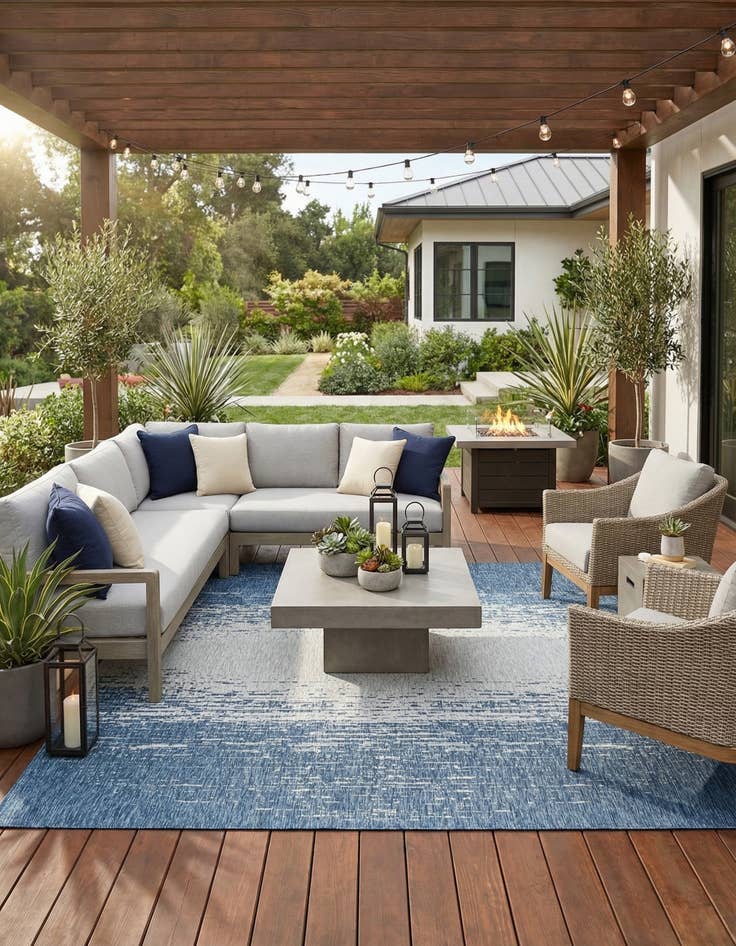 Detail image of 13' x 13'  Washable Modern Indoor / Outdoor Square Rug