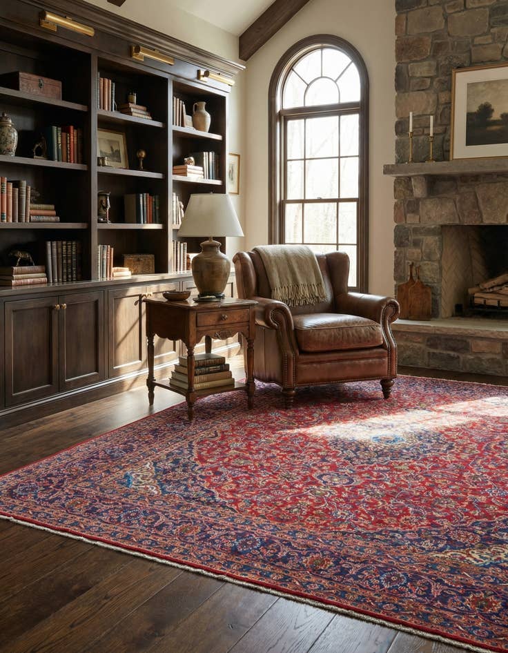 Detail image of 9' 9 x 12' 10  Hand Knotted Mashad Persian Wool Rug