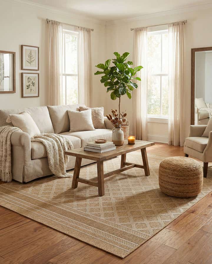 6' 1 x 9' Easy-Clean Lattice Indoor / Outdoor Rug