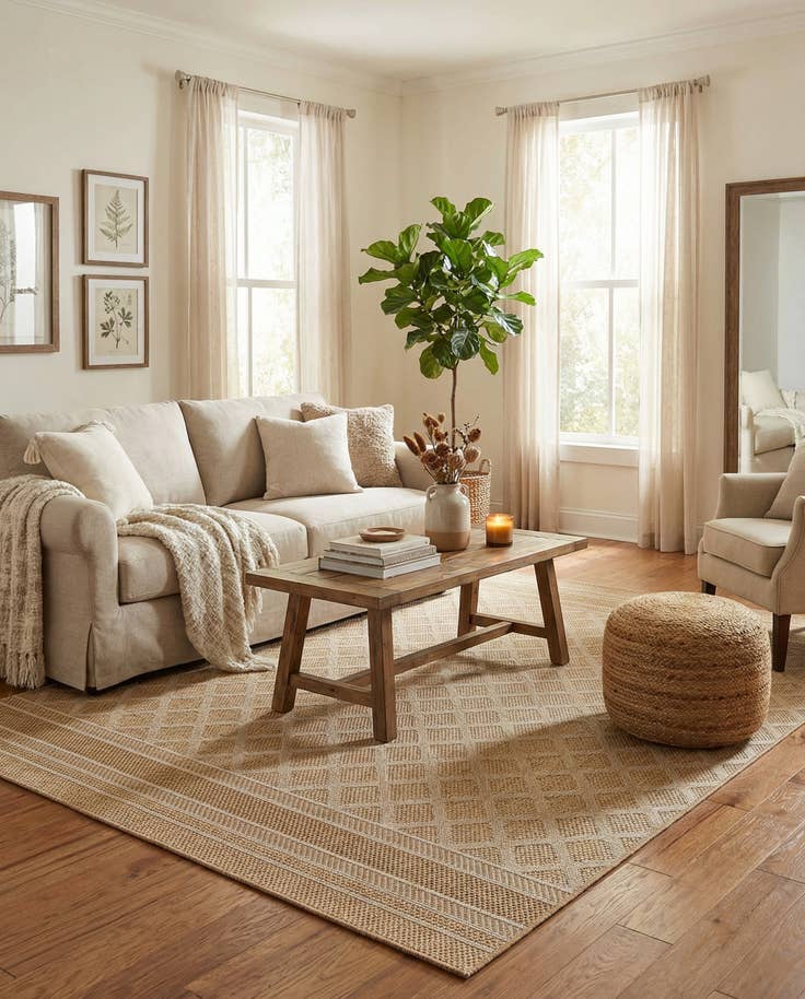 Detail image of 6' 1 x 9' Easy-Clean Lattice Indoor / Outdoor Rug