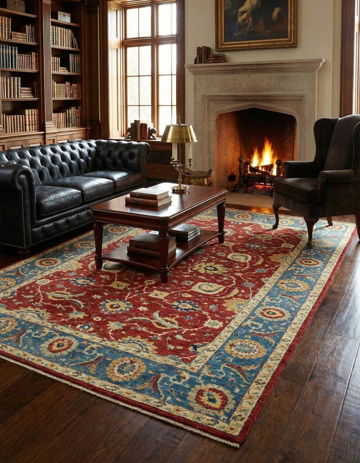 Detail image of 6' 7 x 9' 6 Hand Knotted Peshawar Ziegler Rug