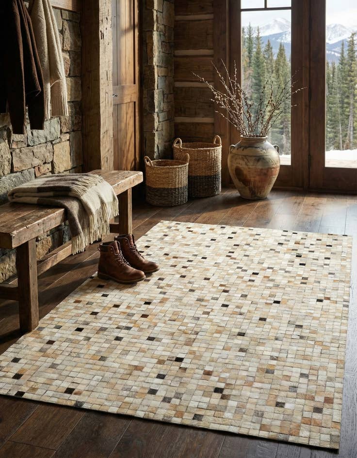 Detail image of 5' 1 x 7' 11 Cowhide - Patchwork Rug