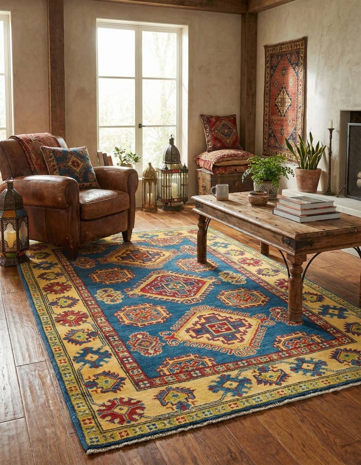 Detail image of 3' 10 x 6' Hand Knotted Kazak Rug