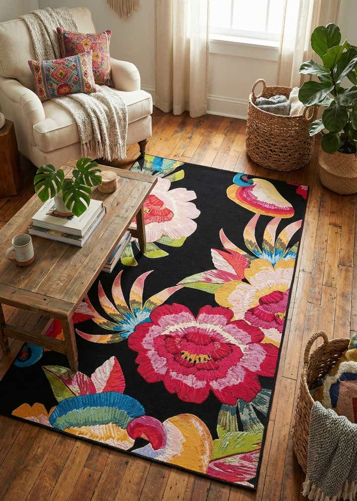 5' x 8' Easy-Clean Botanical Indoor / Outdoor Rug