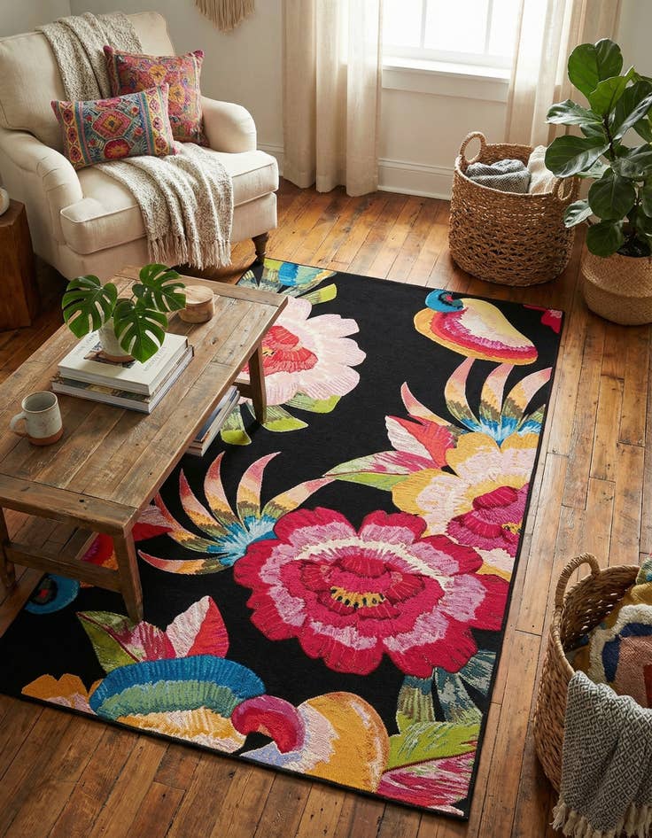 Detail image of  5' x 8'  Washable Botanical Indoor / Outdoor Rug