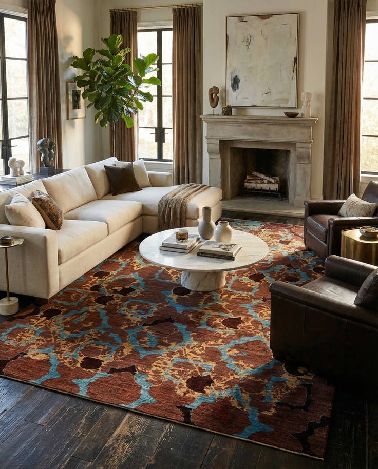 Detail image of 6' 3 x 9' 11 Hand Knotted Anar Rug