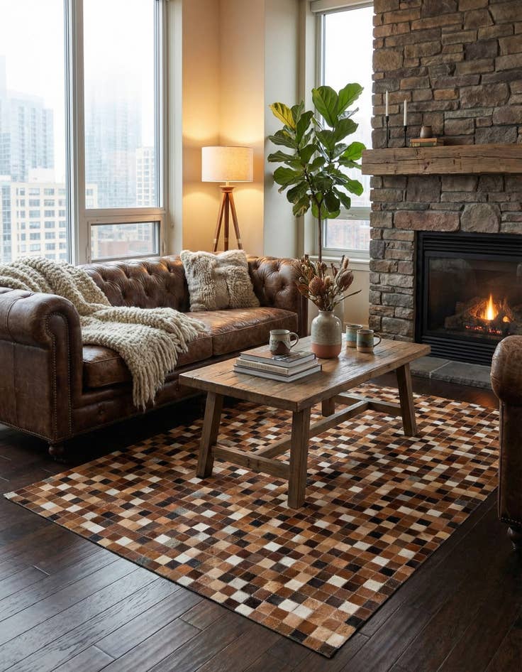 Detail image of 4' x 6' Cowhide Stocks Rug