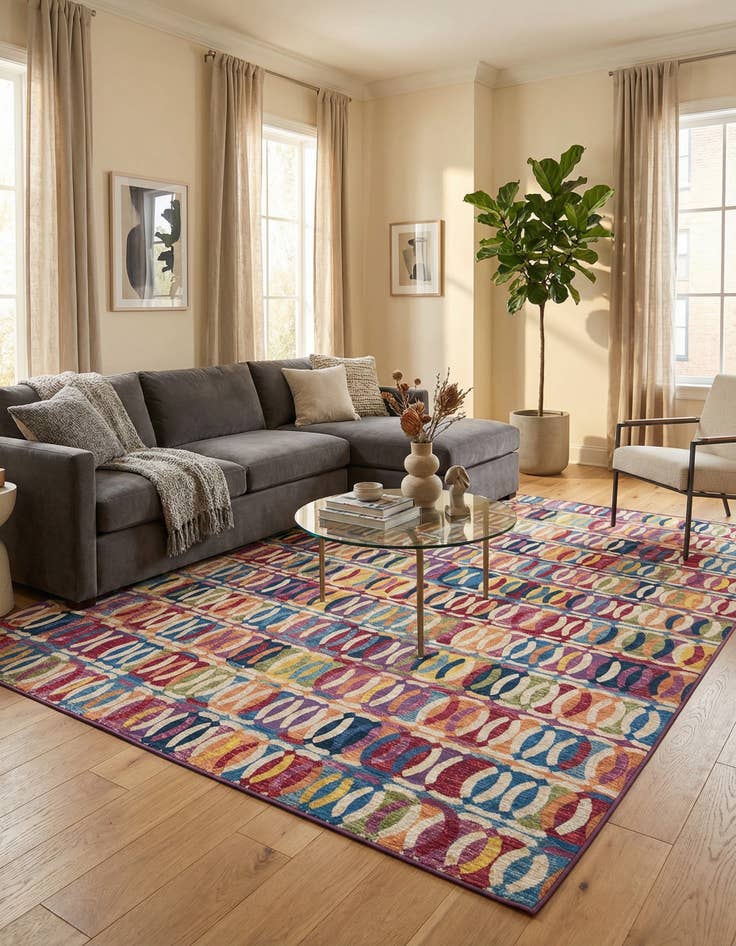 Detail image of 10' x 14'  Washable Modern Indoor / Outdoor Rug