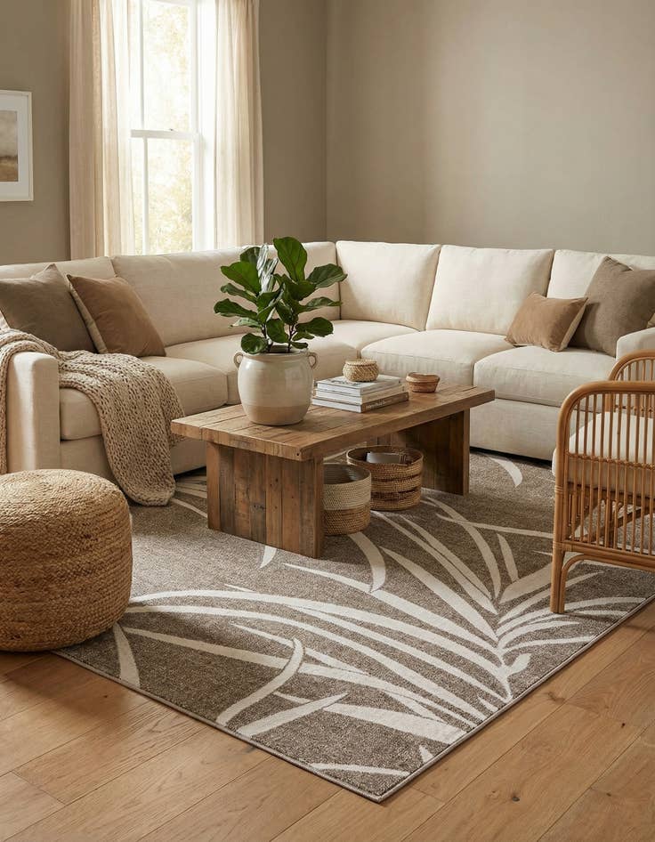 Detail image of 7' x 10'  Washable Botanical Indoor / Outdoor Rug