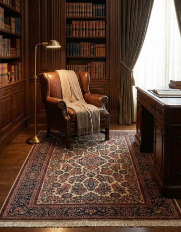 4' x 6' Hand Knotted Sarough Wool Rug