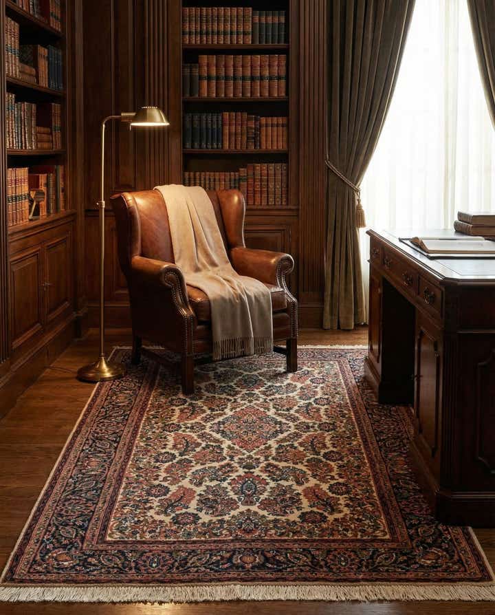 4' x 6' Hand Knotted Sarough Wool Rug
