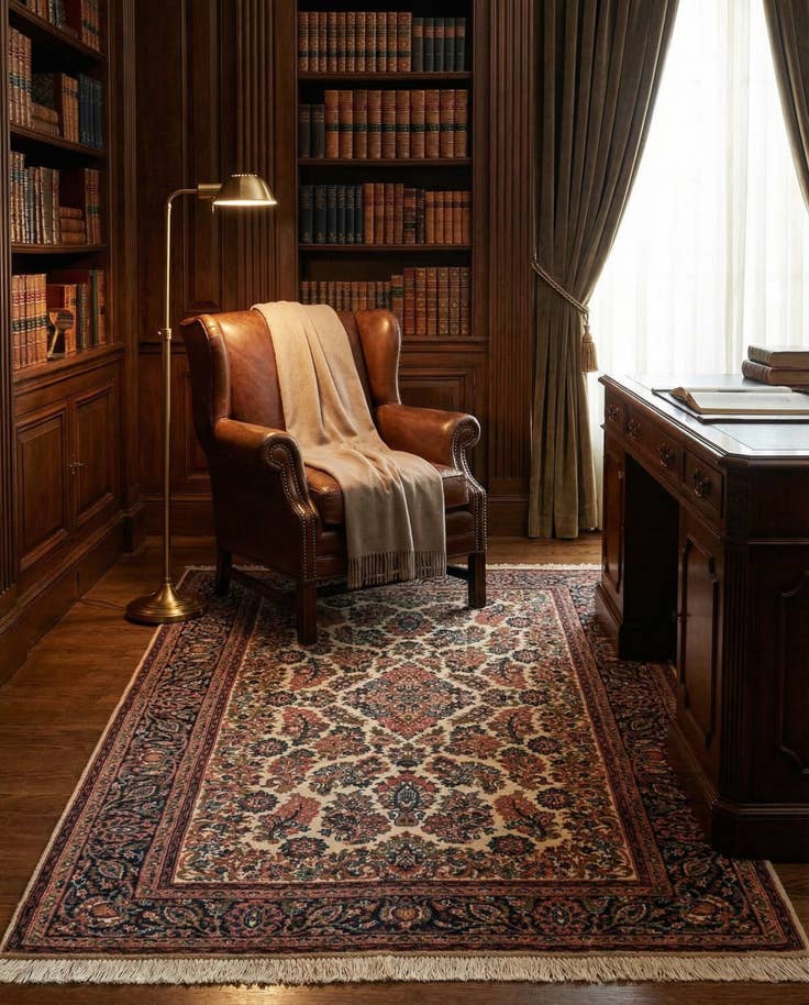 Detail image of 4' x 6' Hand Knotted Sarough Wool Rug
