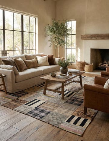6' 6 x 9' 9 Hand Woven Kilim Patchwork Wool Rug