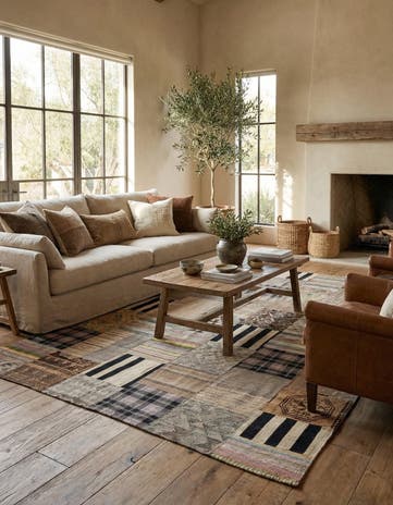 6' 6 x 9' 9 Hand Woven Kilim Patchwork Wool Rug
